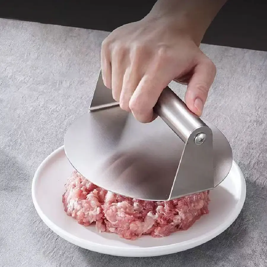Stainless Steel Smash Burger Press Hamburger Patties Meat Masher Circular Meat Press Mold for Deli Meats Kitchen Accessories