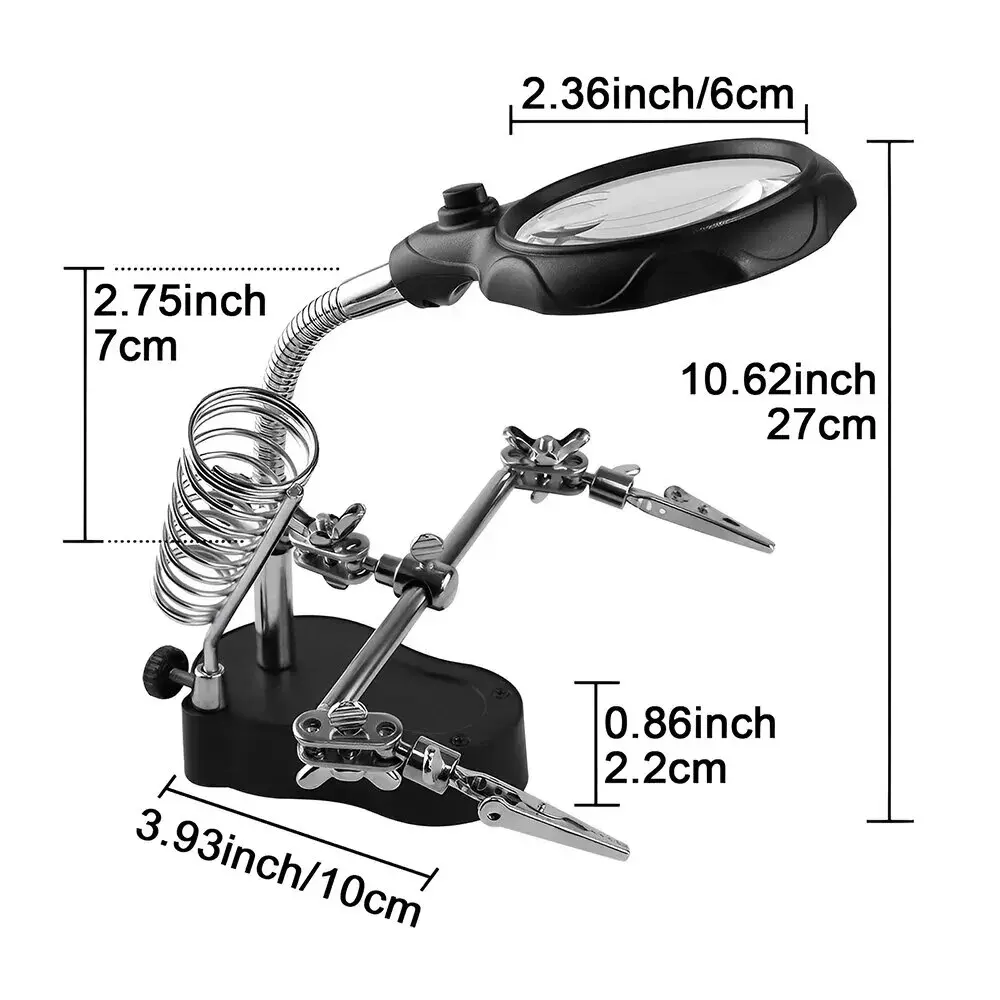 New 12X 3.5X Welding Auxiliary Clip Magnifier Electric Soldering Iron Circuit Board Welding Iron Magnifying Glass Bracket Tools