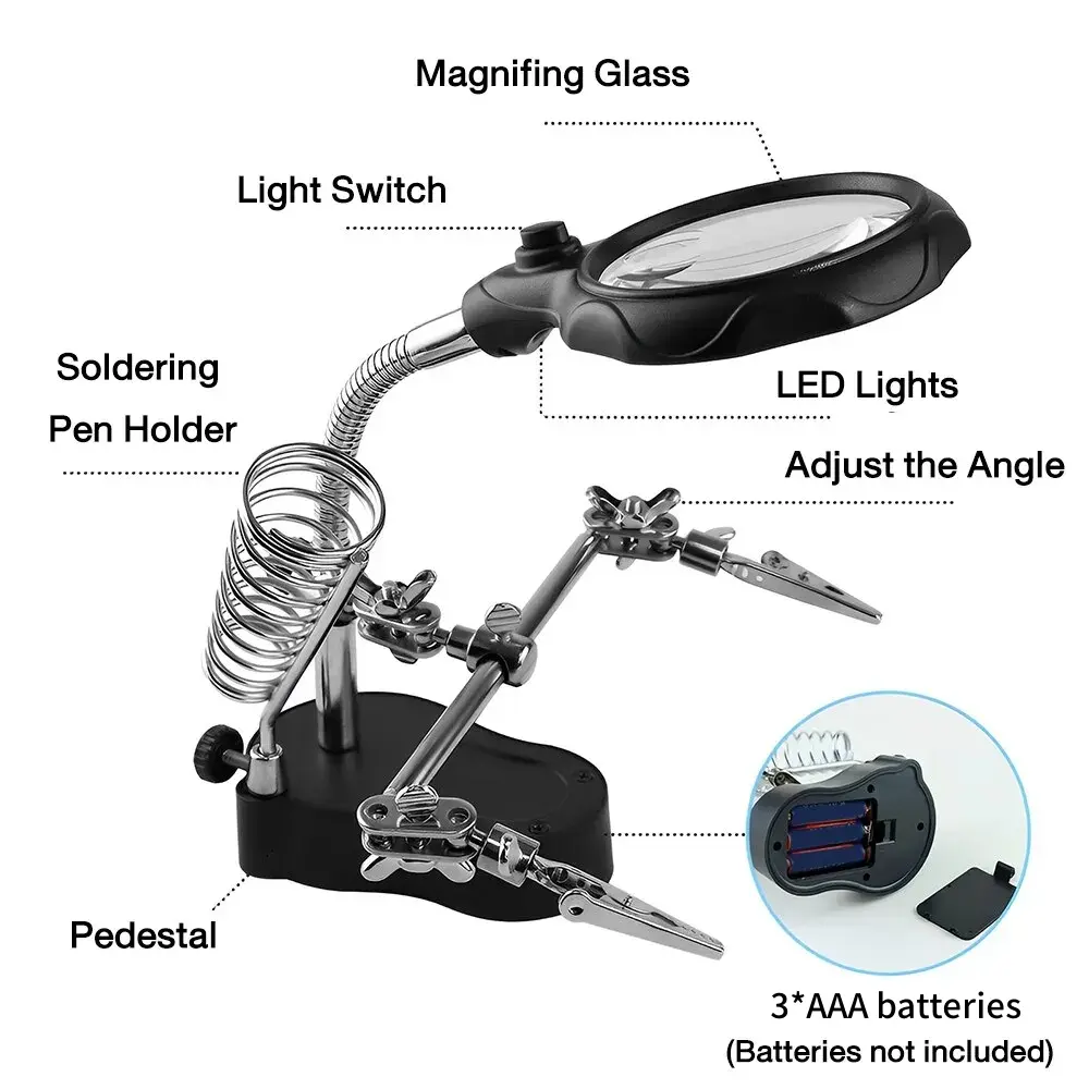 New 12X 3.5X Welding Auxiliary Clip Magnifier Electric Soldering Iron Circuit Board Welding Iron Magnifying Glass Bracket Tools