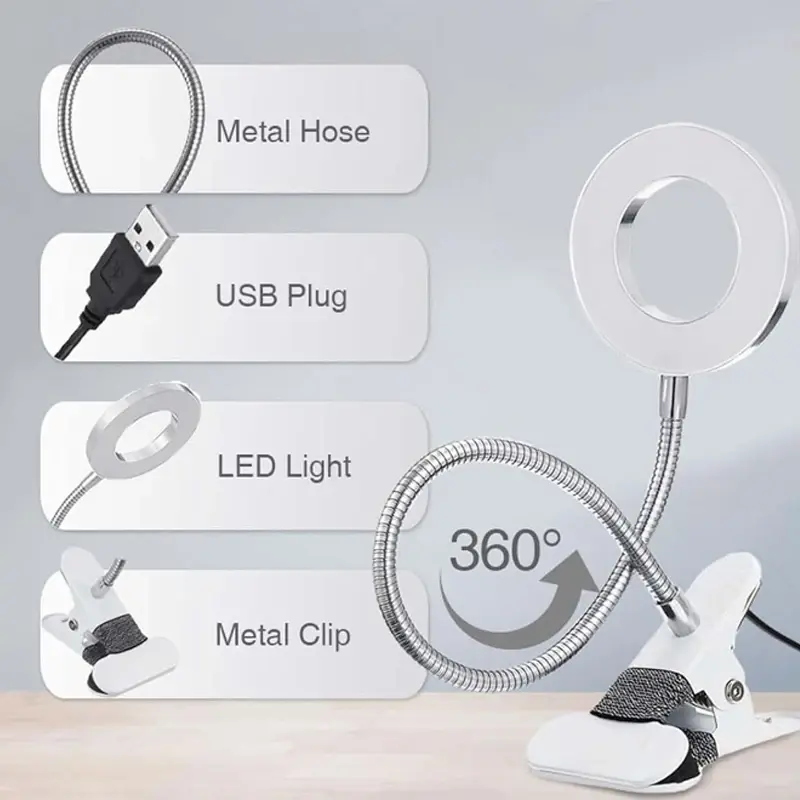 LED Reading Light with Clamp 3 Color & 10 Brightness Desk Lamp Flexible Gooseneck Book Lamp Kids Reading Night Light Book Light