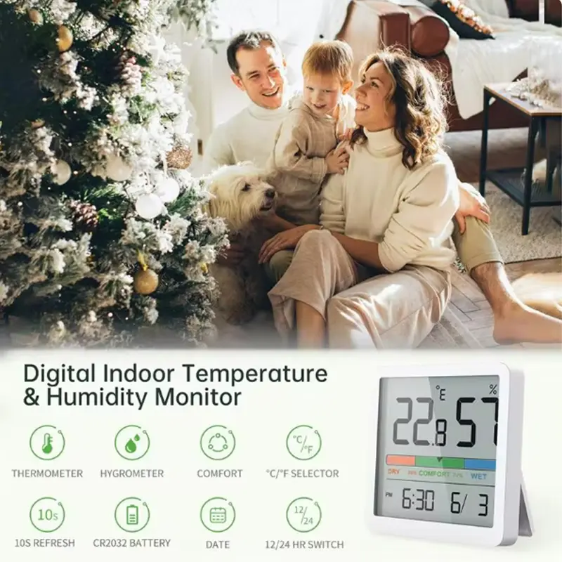 2025 New Digital Home Indoor Temperature Humidity Meter LCD Digital Thermometer Hygrometer Sensor Gauge Weather Station