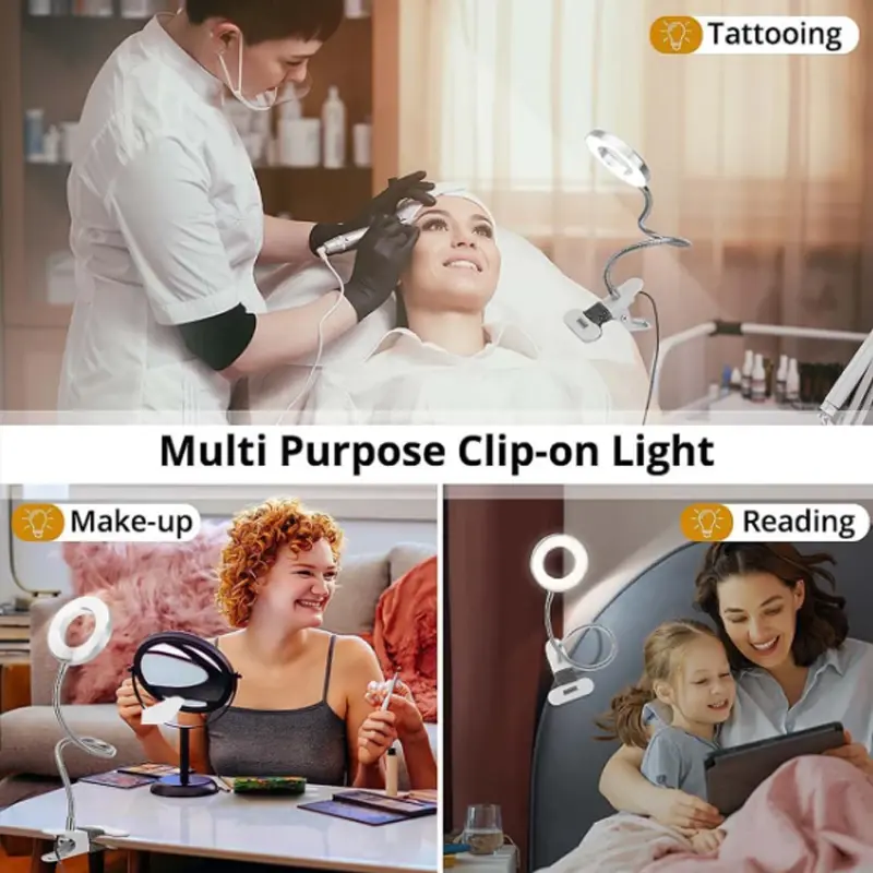 LED Reading Light with Clamp 3 Color & 10 Brightness Desk Lamp Flexible Gooseneck Book Lamp Kids Reading Night Light Book Light