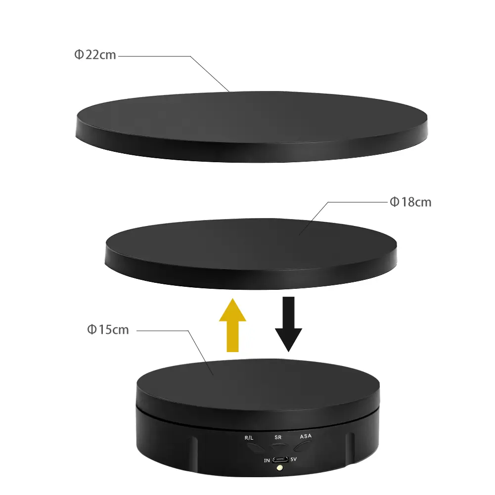 3 in 1 Electric Rotating Display Stand 360 Degree USB/Battery Turntable Holder Jewelry Display Stand Base for Photography Shoot