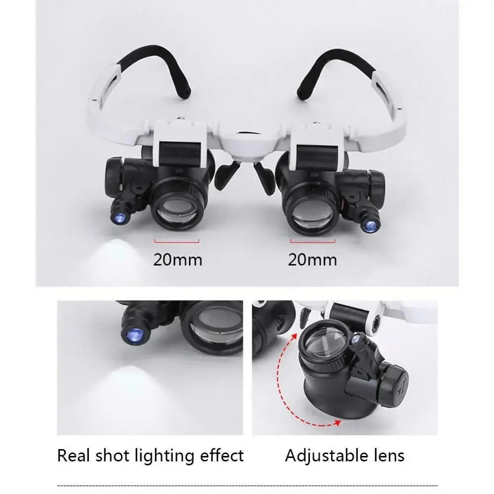 Magnifying Glass 8X/15X/23X Jeweler Watchmaker With LED Light Telescopic Headband Magnifier Glasses Reading Loupes Eyewear
