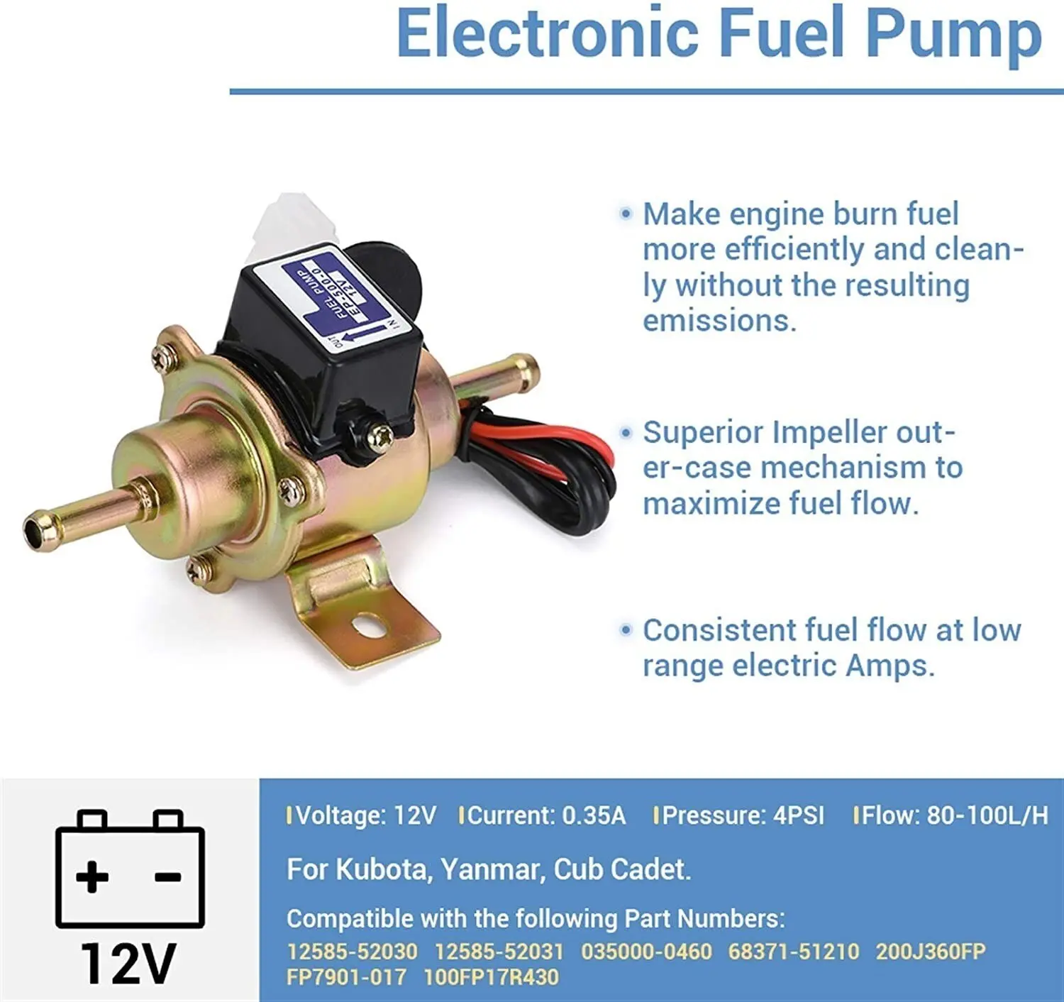 12V Universal Gas Diesel Electric Pump EP500-0 EP5000 EP-500-0 035000-0460 For Motorcycle Oil Pipe Diesel Electric Fuel Pump