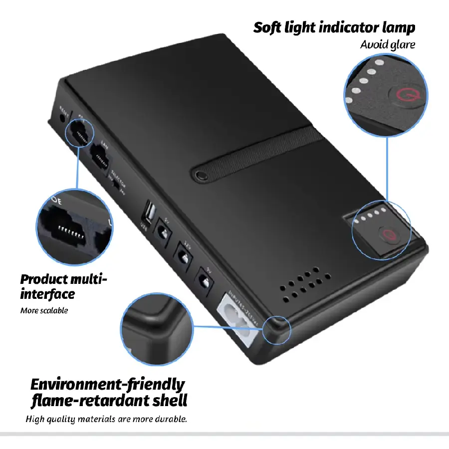 【Without Battery】Mini DC UPS Uninterruptible Power Supply 18650 Replaceable Battery Backup 5v 9v 12v 220V for Router Wifi Modem