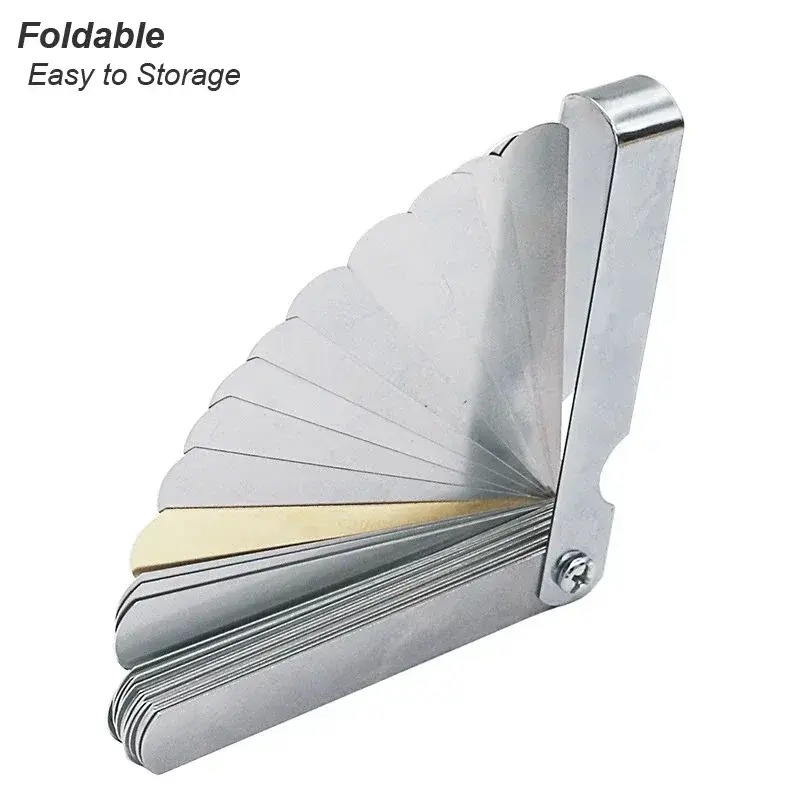 Steel Ruler Metric Thickness Feeler Gauge 32 Blades Set Tappet with Brass Gap Measure Tool Range Clearance Size Copper Sheet