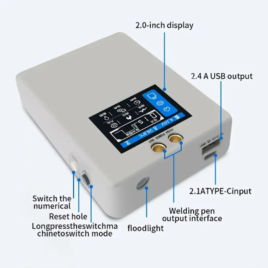 2025 New Portable 80 Gear Spot Welder 2.0 Inch High Definition Color Screen LED Lighting 18650 Lithium Battery DIY