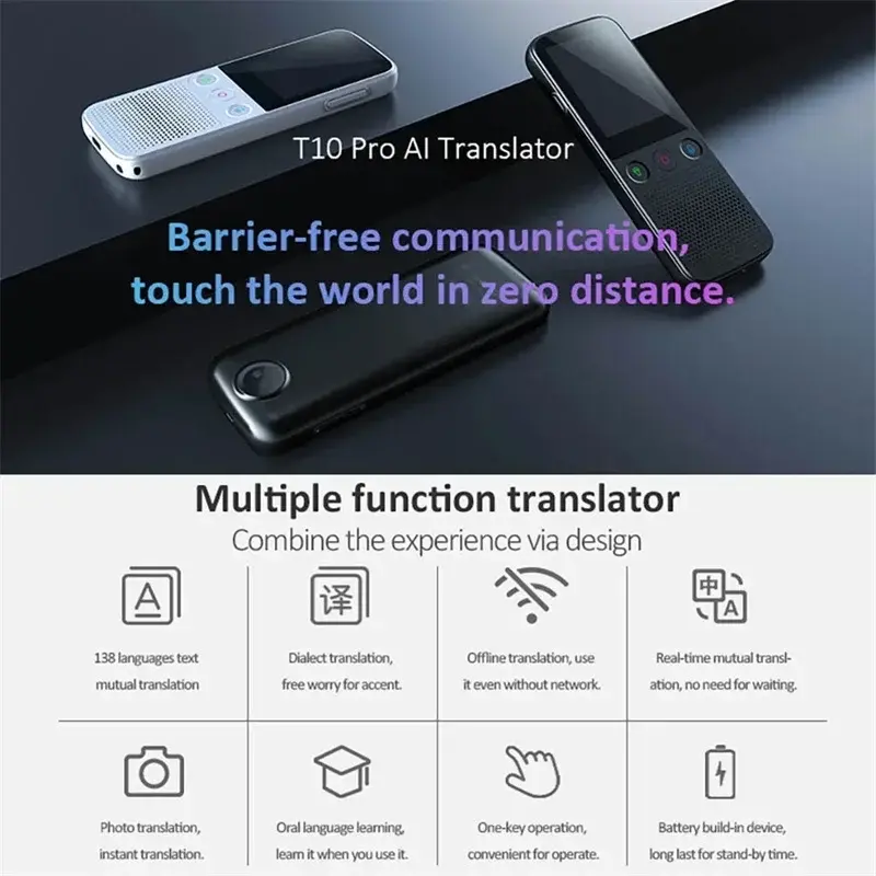 Hot sell Smart Voice Translator T10 Pro 137 Real Time In Language Intelligent Translation Portable Translate Machine