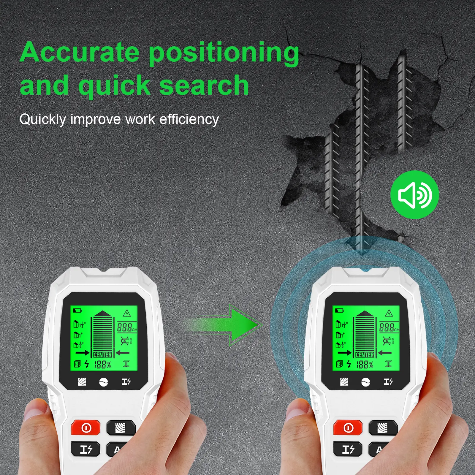 Wall Stud Finder Sensor Wall Scanner 5 in 1 LCD Electronic Detector Edge Center Wood Current Metal Live Wires Detection HW-QB6