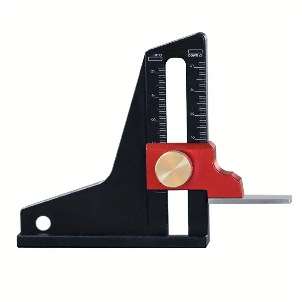 Router Table Height Gauge 0-50mm Adjustable Table Saw Depth Gauge with Height Lock Aluminum Measuring Gauge for Setting Up