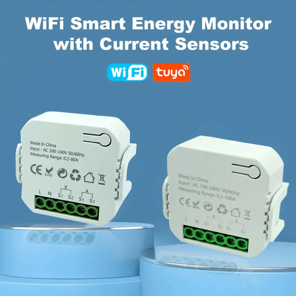 New Tuya WiFi Smart Energy Meter Transformer Detect Solar PV System Generation Consume Bidirectional Monitoring Meter