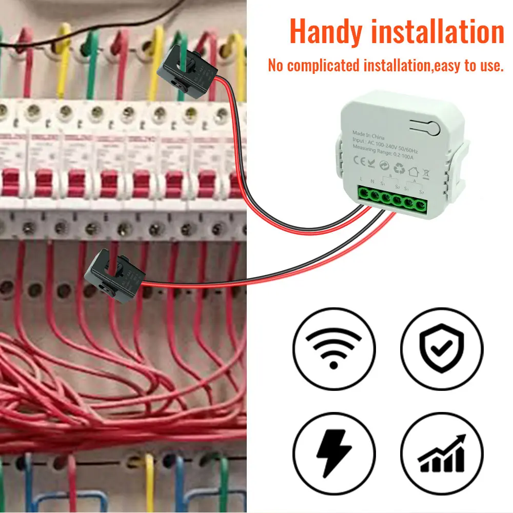 New Tuya WiFi Smart Energy Meter Transformer Detect Solar PV System Generation Consume Bidirectional Monitoring Meter