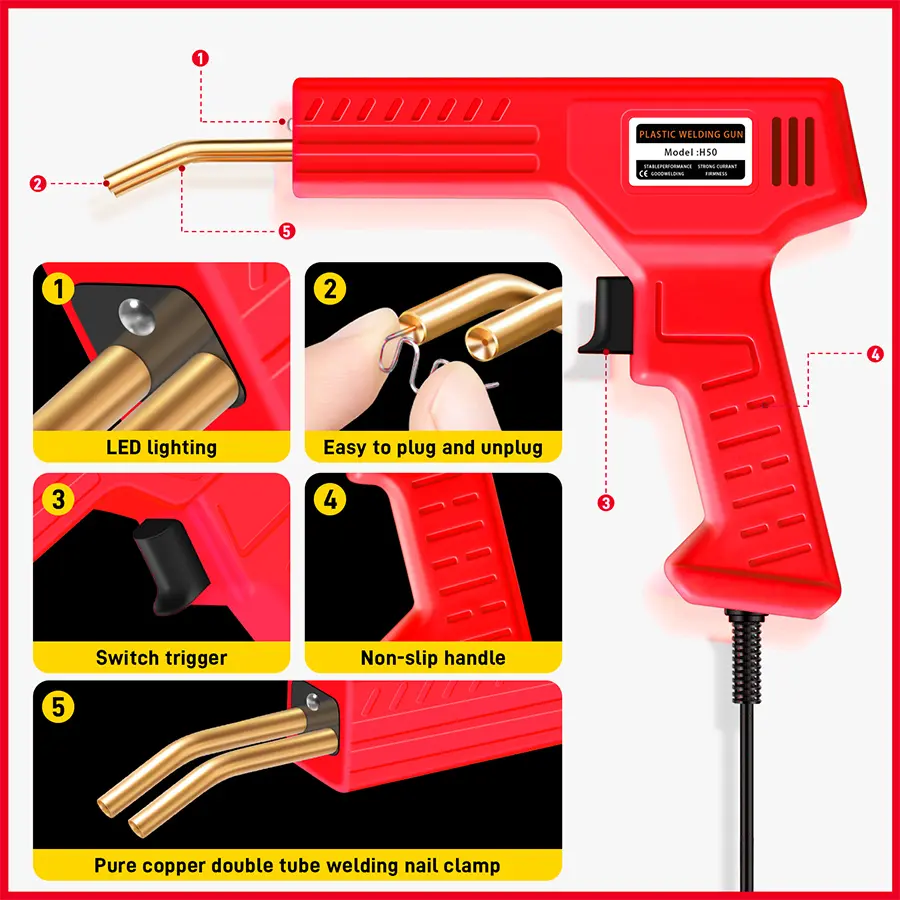 2025 Hot Sell Stapler Plastic Welding Machine Bumper Repair Kit Soldering Iron For Plastic Repair Car Bumper Repair Welding Gun