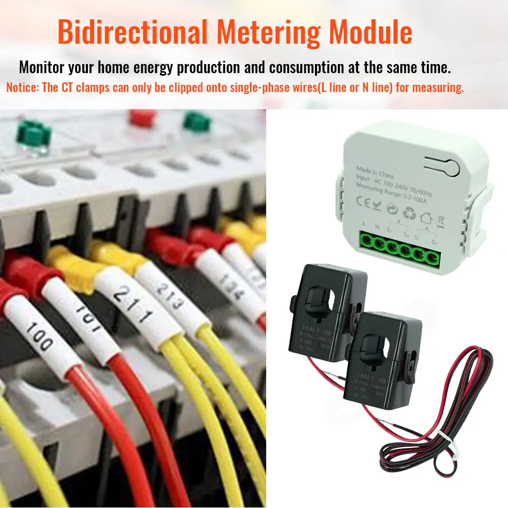 New Tuya WiFi Smart Energy Meter Transformer Detect Solar PV System Generation Consume Bidirectional Monitoring Meter