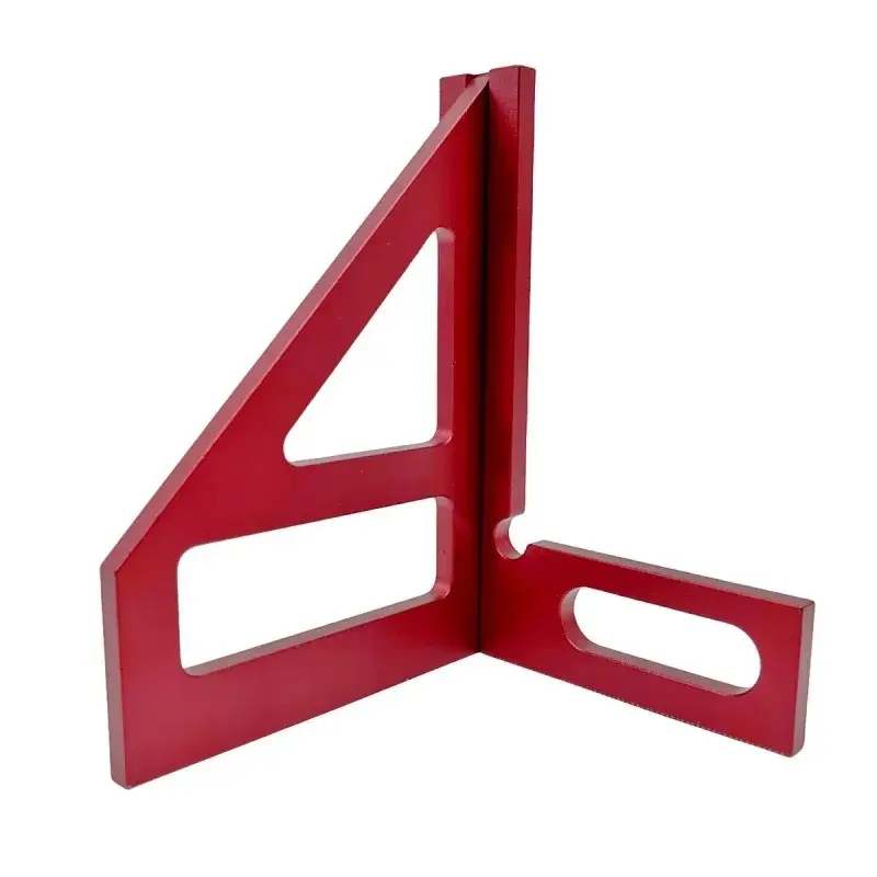 3D Multi Angle Aluminum Alloy Red Miter Triangle Ruler 45°/90° Woodworking Square Protractor Layout Measuring Tools