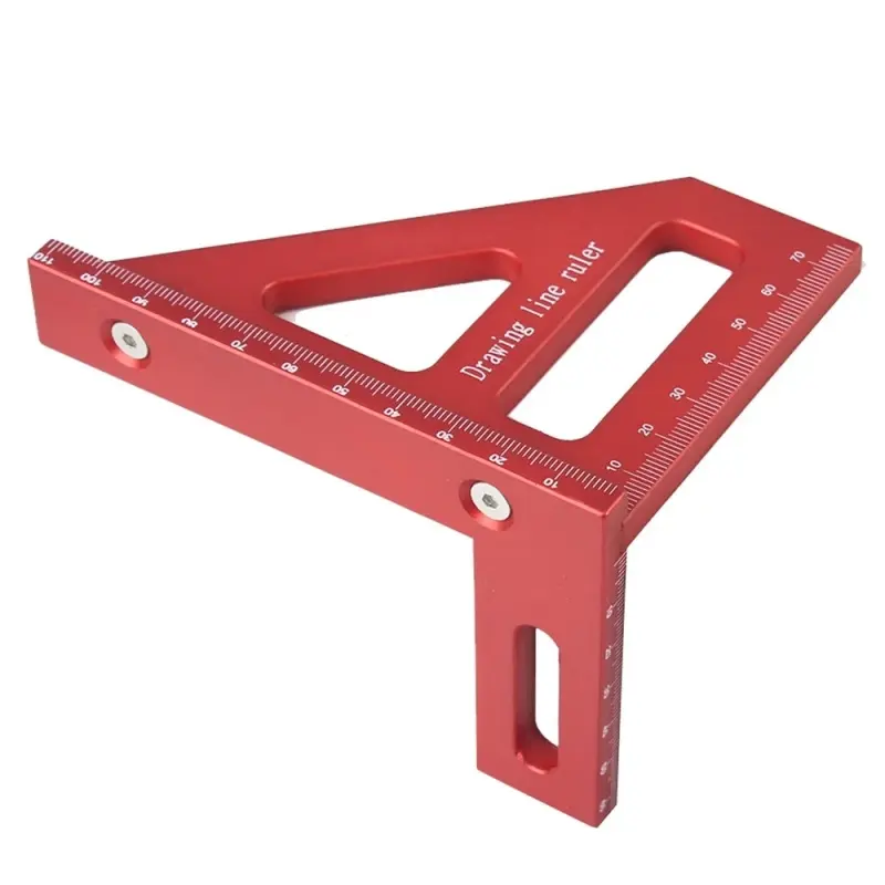 3D Multi Angle Aluminum Alloy Red Miter Triangle Ruler 45°/90° Woodworking Square Protractor Layout Measuring Tools