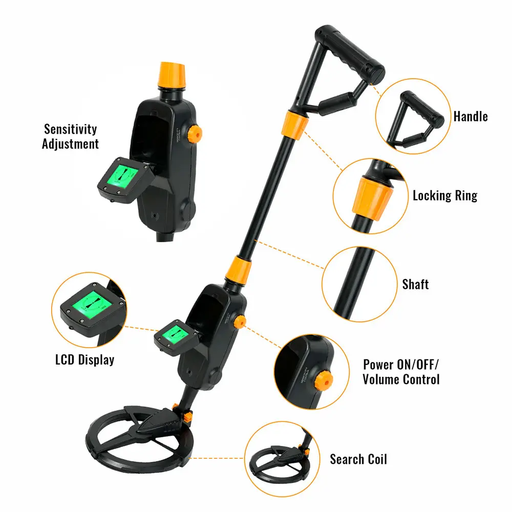 Metal Gold Detector Pinpointer Handheld Treasure Underground Metal Detector Tracker Seeker Finder With Waterproof Search Coil