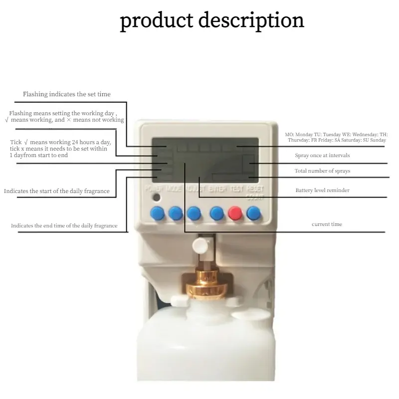 Automatic Fragrance Sprays Programable LCD Perfume Dispenser with Cans Put in Alcohol or Disinfectant Water for Office Sprayer