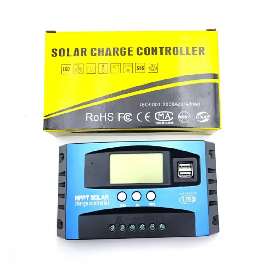 Hot sell Solar Charge Controller MPPT 30A 50A 80A 100A LCD Display 12V 24V AUTO Dual USB Solar Charge And Discharge Controller