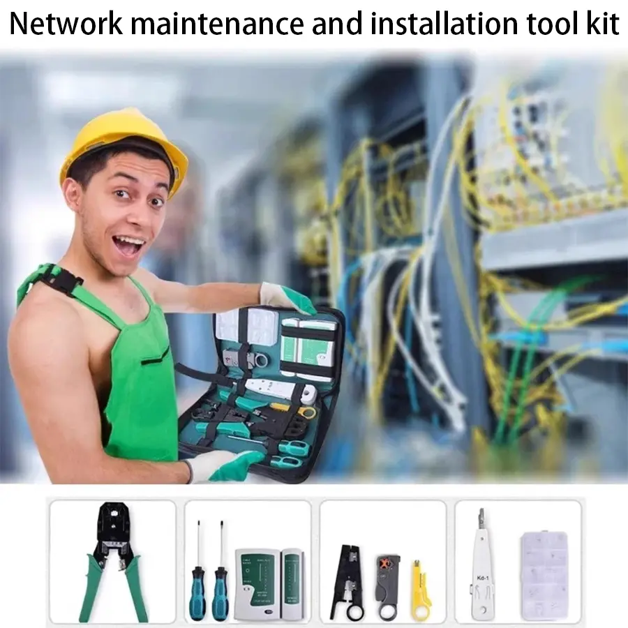RJ45 Crimper Lan Tester Tool Set Ethernet Cable Stripper Punch Down Tool rj 45 rj11 Connectors 11 in 1 Cabling Repair Set