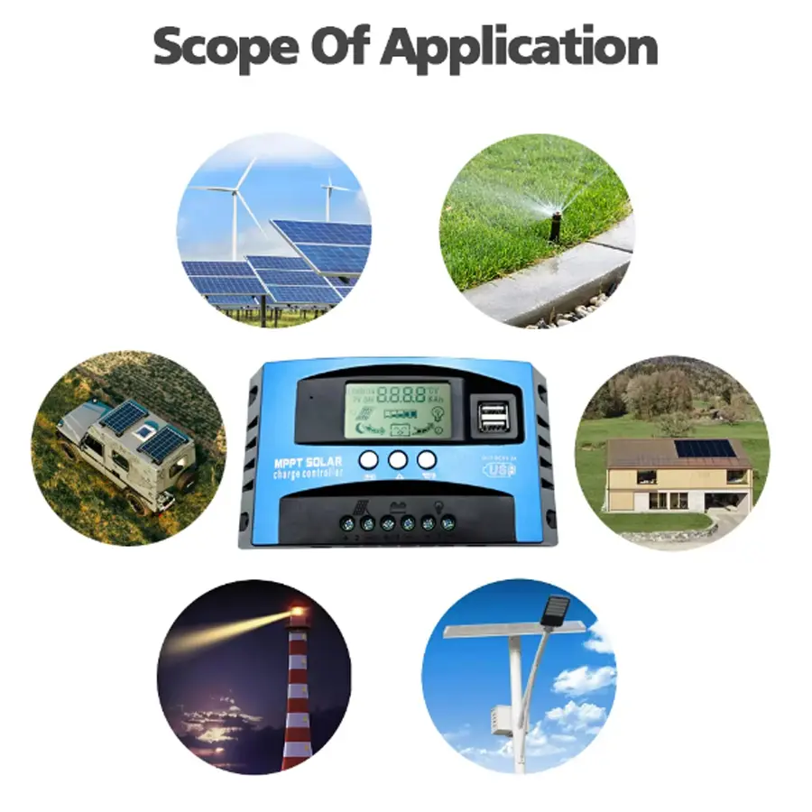 Hot sell Solar Charge Controller MPPT 30A 50A 80A 100A LCD Display 12V 24V AUTO Dual USB Solar Charge And Discharge Controller