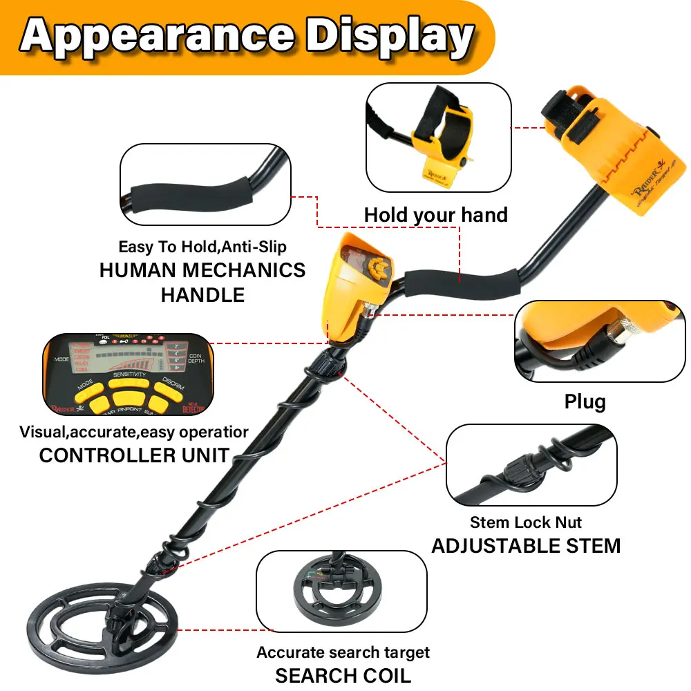 Portable Treasure Hunter GP-pointer new Hunter Detector MD-6250 Metal Detector Underground Gold Detector Metal Length Adjustable