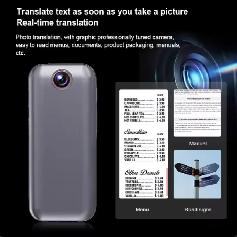 Portable Translation Machine ChatGPT Real-Time Languages Translate Smart Voice Photo Text Recording Translator Device