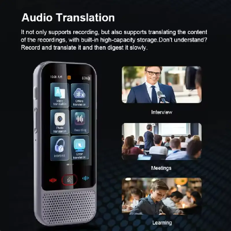 Portable Translation Machine ChatGPT Real-Time Languages Translate Smart Voice Photo Text Recording Translator Device