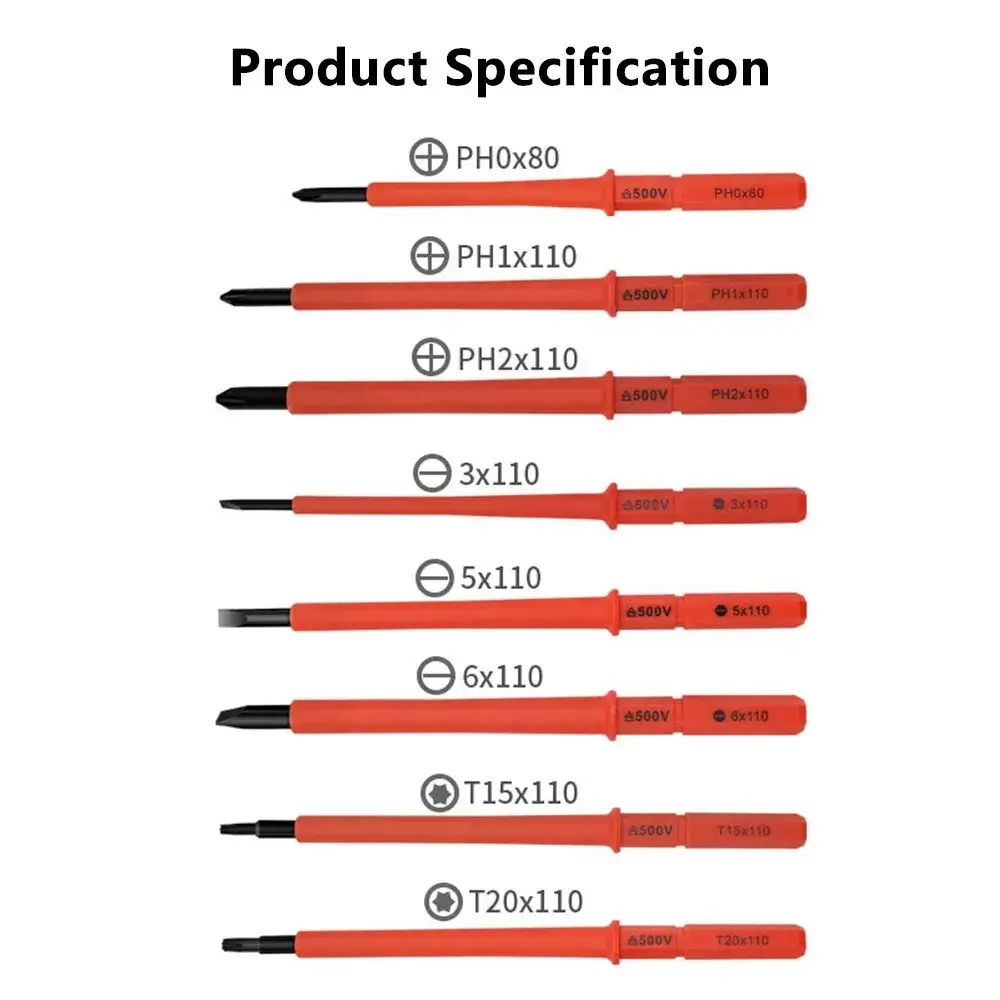 10Pcs Interchangeable Blade VDE Insulated Screwdriver Set with Case Magnetic 500V Home and Professional Use Electricians Tools