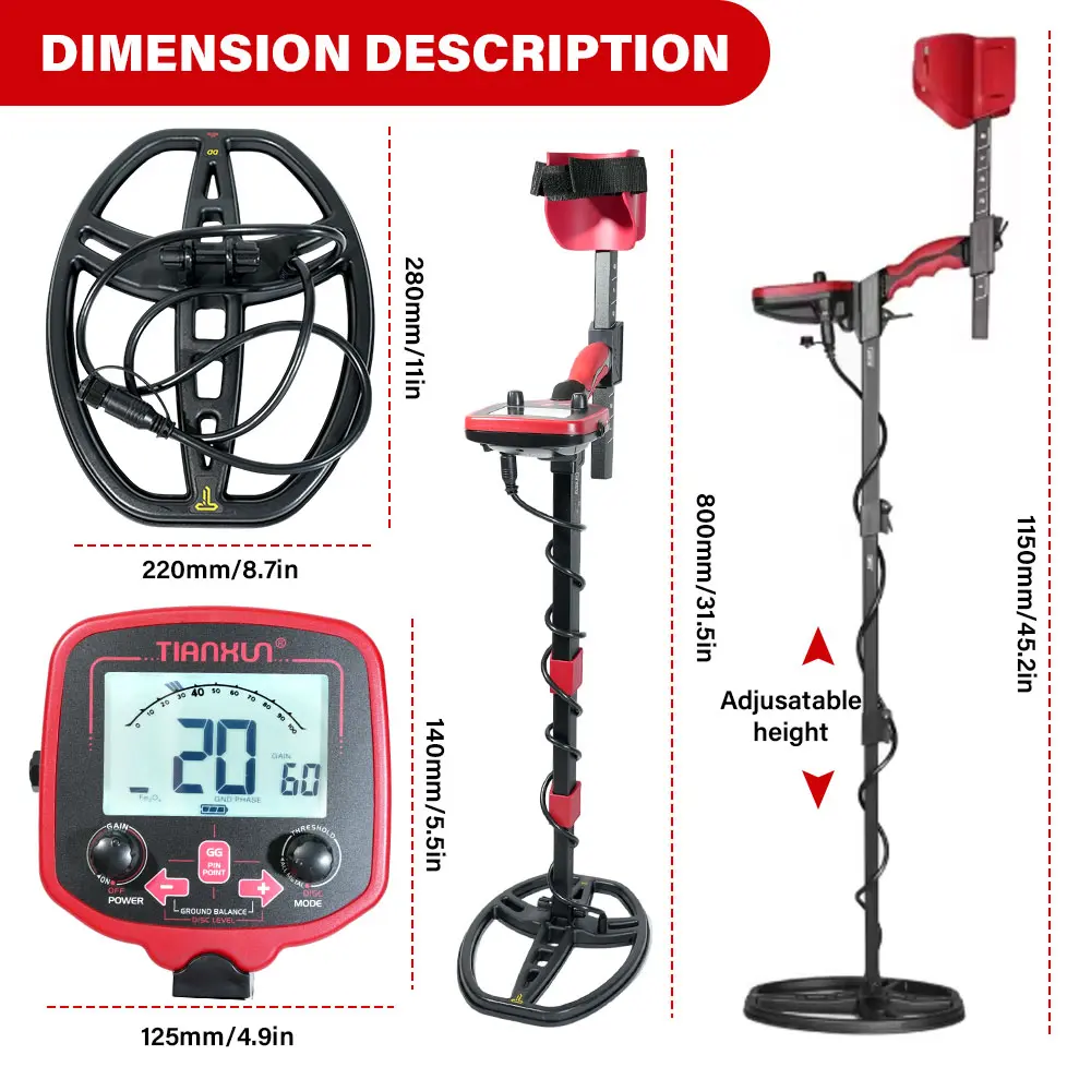 Metal Detector TX-850L Gold Metal Detector High Performance Underground Metal Detector Finder Treasure Hunter Gold Prospector