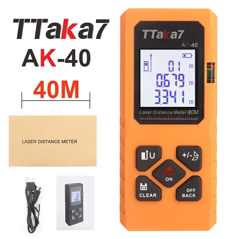 60M/40M Mini Smart Laser Distance Meter Measure Infrared Rangefinder USB Rechargeable Portable Handheld Laser Range Finder Tools