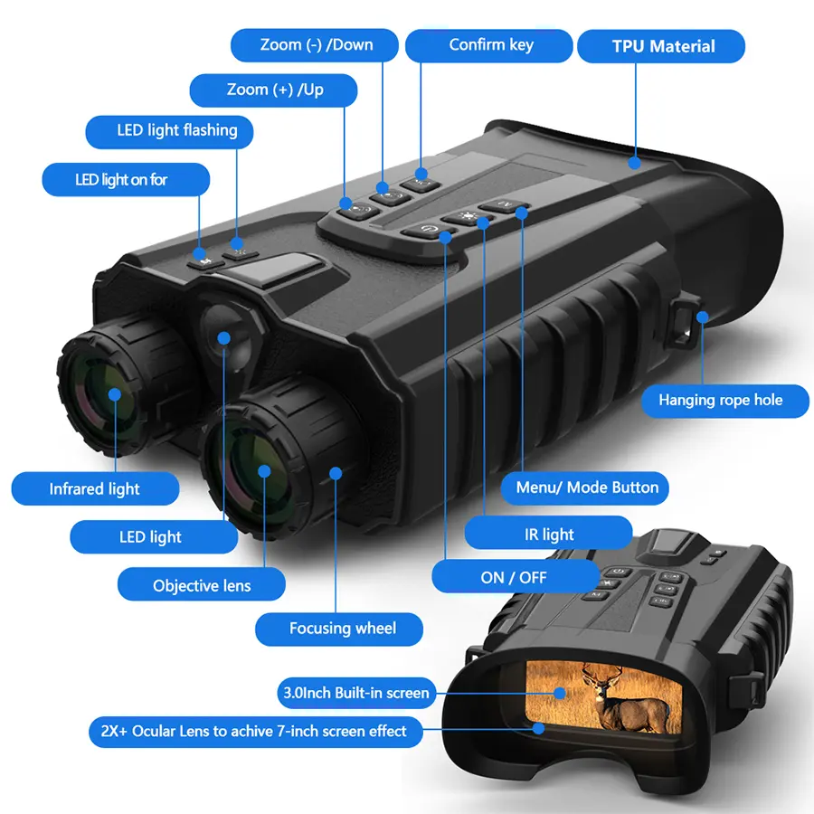 DT49 8X Zoom Digital Infrared Night Vision Binocular Telescope for Hunting Camping Professional 300M Night Vision Device