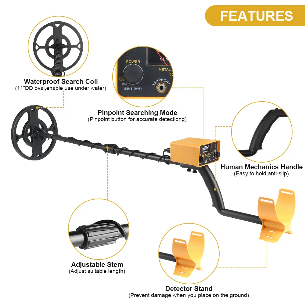 Metal Detector Underground depth Detector Adjustable Tracker Metal Detector Treasure Hunter Gold Digger accurate locating TC-200
