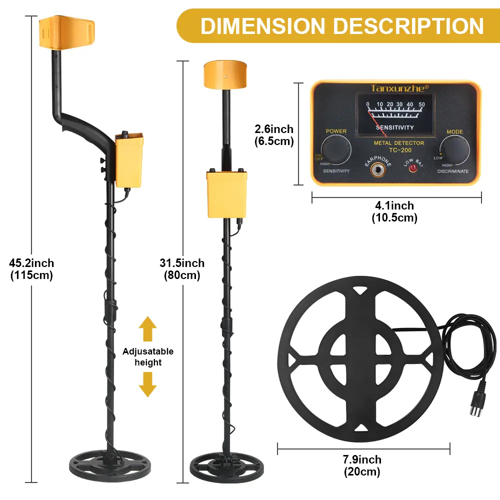 Metal Detector Underground depth Detector Adjustable Tracker Metal Detector Treasure Hunter Gold Digger accurate locating TC-200