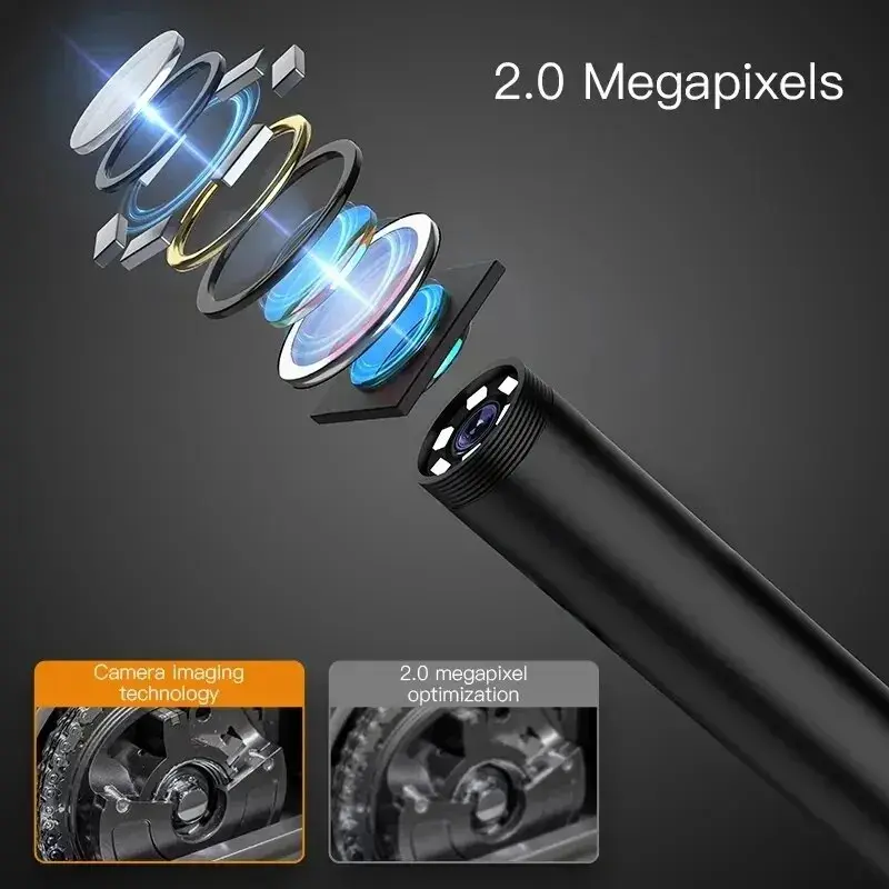 5.0 Inch IPS Screen Industrial Endoscope Camera 8mm HD1080P Sewer Car Piping Inspection Camera Borescope 8 LED Waterproof