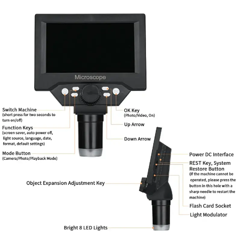 5.5inch LCD Digital Microscope 1000X 1080P Coin Microscope Magnifier with Stand Microscope For Electronics Repair Soldering
