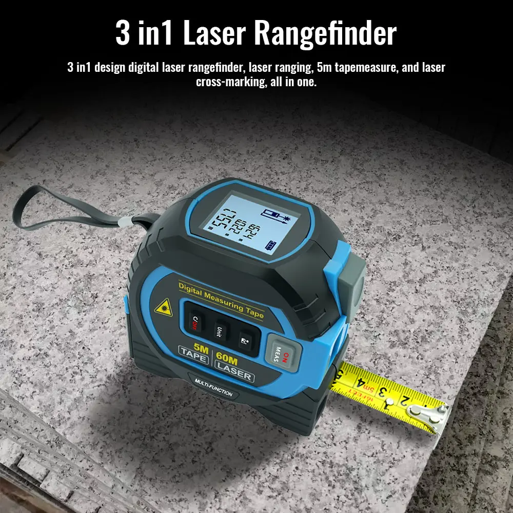 3In1 Laser Rangefinder Laser 40M / 60M Distance Meter Measuring Laser Tape Measure Digital Laser Rangefinder Scale Area Distance