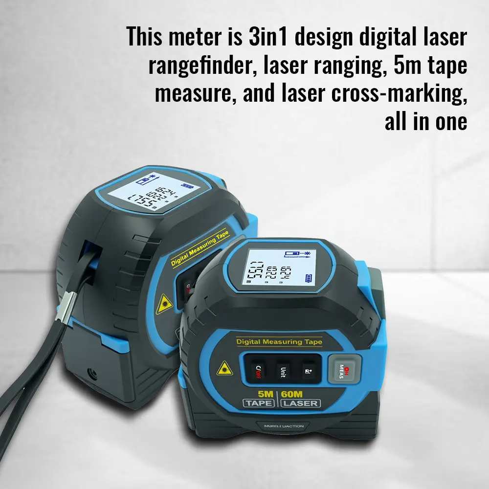 1pc Laser Tape Measure 3 In 1 Digital Tape Measure High Precision Laser Rangefinder Steel Tape Measure