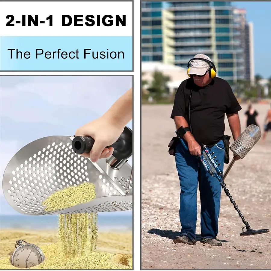 Sand Scoop Metal Detecting Shovel Sifter Metal Scoop Stainless Steel Metal Detector Shovel Treasure Hunting, Beach Sand Scoop