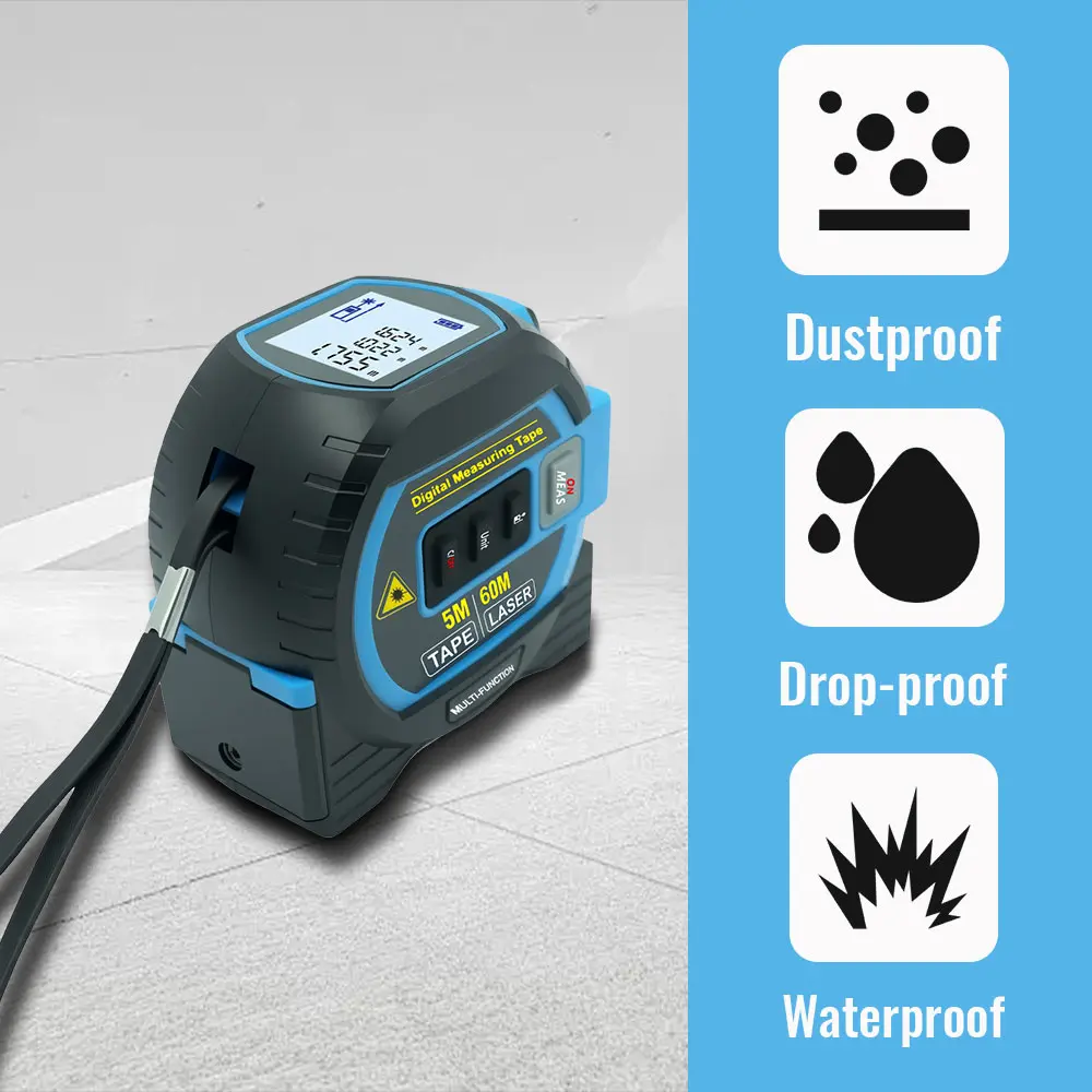 1pc Laser Tape Measure 3 In 1 Digital Tape Measure High Precision Laser Rangefinder Steel Tape Measure