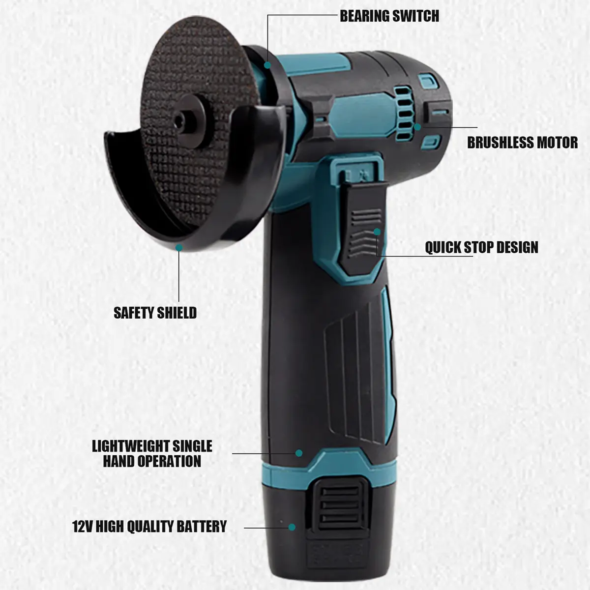 19500RPM Mini Angle Grinder Cordless Polishing Grinding Machine Electric Cordless Cutting Lithium Battery Power Tool