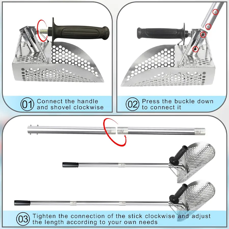 Sand Scoop Metal Detecting Shovel Sifter Metal Scoop Stainless Steel Metal Detector Shovel Treasure Hunting, Beach Sand Scoop
