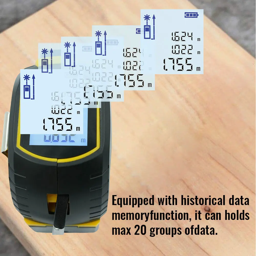 3 in 1 Laser Rangefinder 5M Tape Measure Ruler LCD Display with Backlight Distance Meter Building Measurement Device tools