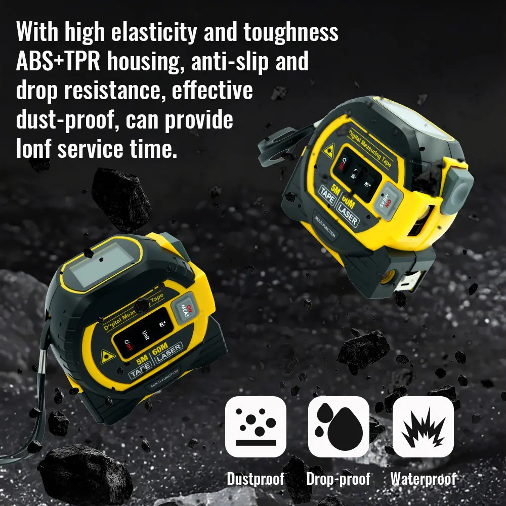 3 in 1 Laser Rangefinder 5M Tape Measure Ruler LCD Display with Backlight Distance Meter Building Measurement Device tools