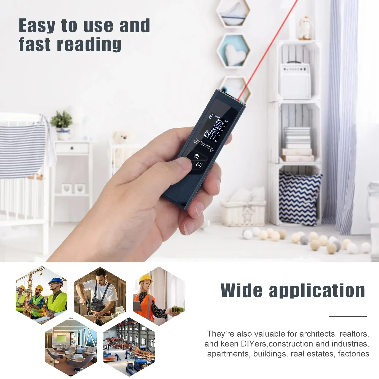 Mini Laser Rangefinder Digital Tape Measure Laser Ruler USB Charge Aluminum Alloy Fuselage Portable Digital Laser Distance Meter