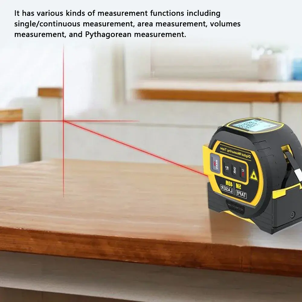 Hot sell 3 in 1 Laser Rangefinder 5M Tape Measure Ruler LCD Display with Backlight Distance Meter Building Measurement Device