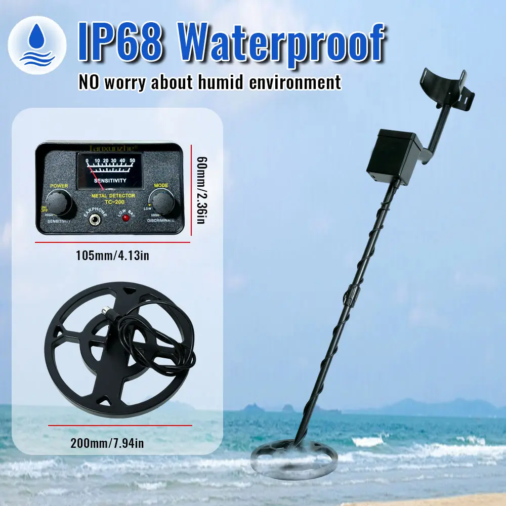 Underground Metal Detector TC-200 High Sensitivity Liquid Crystal Professional Gold Hunter Circuit Waterproof Coil