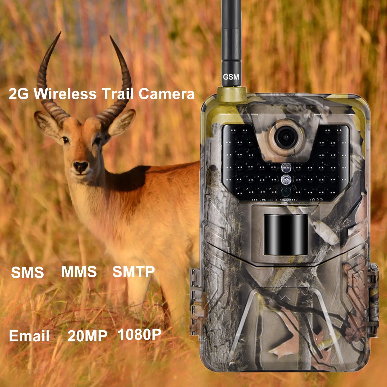 New 2G MMS SMTP Trail Camera Email Wildlife Hunting Cameras Cellular Wireless  20MP 1080P Night Vision Photo Trap HC900M