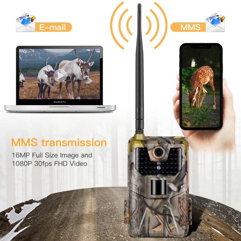 New 2G MMS SMTP Trail Camera Email Wildlife Hunting Cameras Cellular Wireless  20MP 1080P Night Vision Photo Trap HC900M